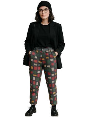 Anthropologie The Odells Multicolor Low Rise Y2K Windowpane Pants Womens Small